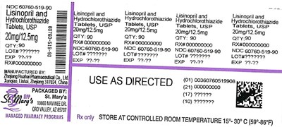 519 - LISINOPRIL HCTZ 60760 519 90